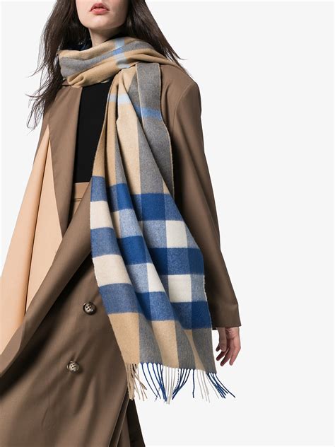 burberry blue check scarf|Burberry Check cashmere scarf sale.